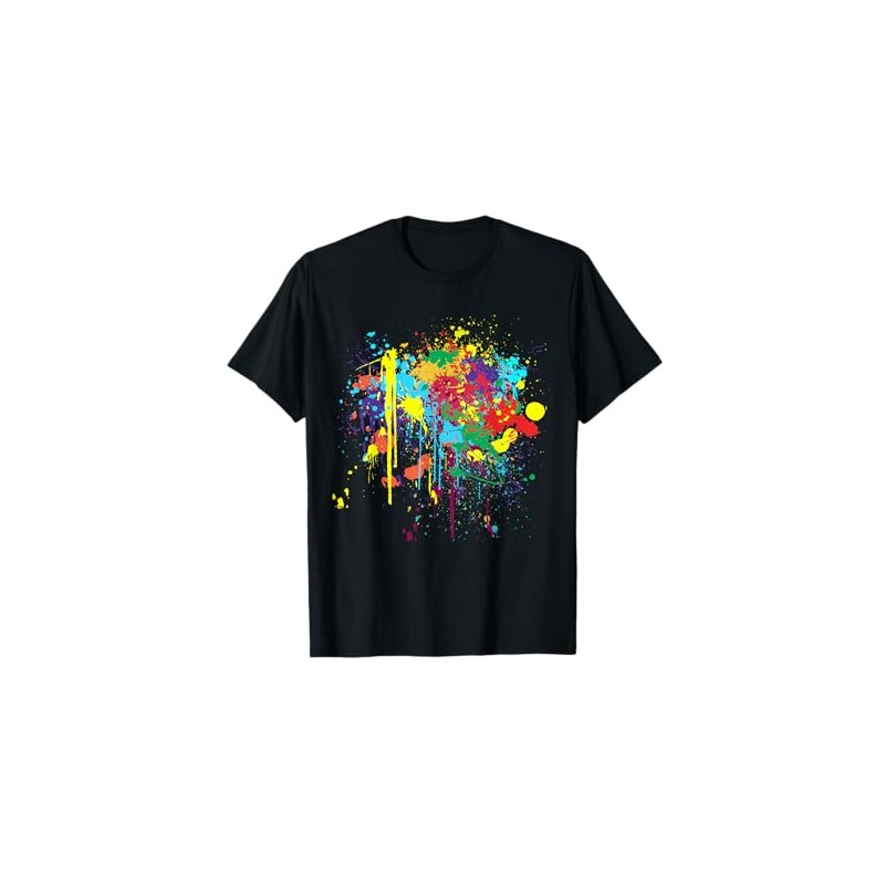 Colourful messy paint splashed T-Shirt