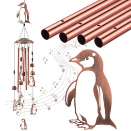 Briwooody Penguin Wind Chimes for Outside Garden Decor Christmas Birthday Gifts for Women 36 Inch Metal Windchimes with 4 Aluminum Tubes Memorial Wind Catcher Birthday Gifts for Patio Lawn Yard Decor