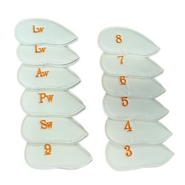 Leather Golf Headcovers Irons Set 12 Pcs Club Iron Head Covers in White