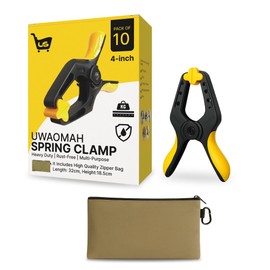 Uwaomah Spring Clamps 4-Inch | 10-Pack Heavy Duty Clips with 30lb Grip | 2 inch Mouth Open | Anti-Rust Spring with Zipper Bag | Perfect for Tarps, Crafts and Backdrops