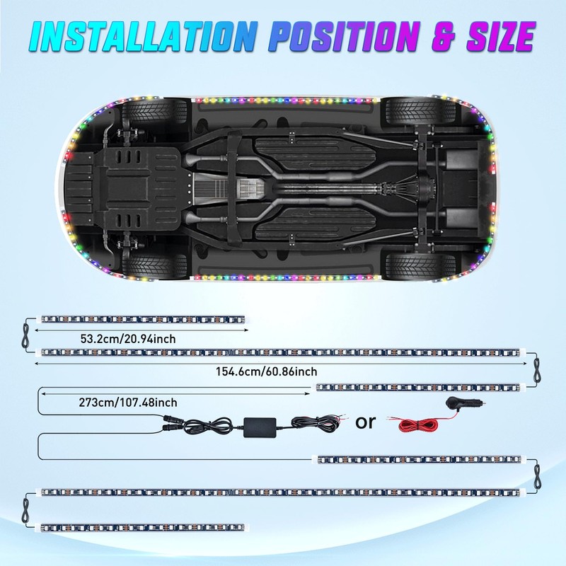 Nilight 6Pcs Car Underglow Neon Accent Strip Lights 300 LEDs