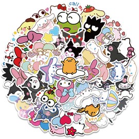 50 pieces for Sanrio Stickers Set, Cute, Anime for Sanrio Stickers, Stylish, Waterproof, Popular Cartoon, Cute, Vinyl, Sticker for DIY, Car, Motorcycle, Helmet, PC, Snowboard, Bomb, Luggage, Suitcase,