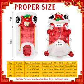 LEIFIDE LEIFIDE Lion Dance Dog Costume Chinese New Year Pet Costume with Sequins Chinese Lion Dance Cloth Dog Clothes Hoodies Coat for pet New Year Spring Festival Dress up(Large,Red)