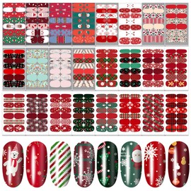 336 Pieces 24 Sheets Christmas Nail Wraps for Women Self Adhesive Nail Art Stickers Nail Polish Strips Nail Design Stickers with Nail File, Cuticle Stick(Fashion Series)