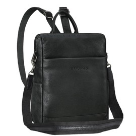 STILORD 'Sienna' 2-in-1 Leather Backpack & Crossbody Bag Women Vintage Shoulder Bag Real Leather Daypack Casual for Leisure and City, Colour:obsidian black