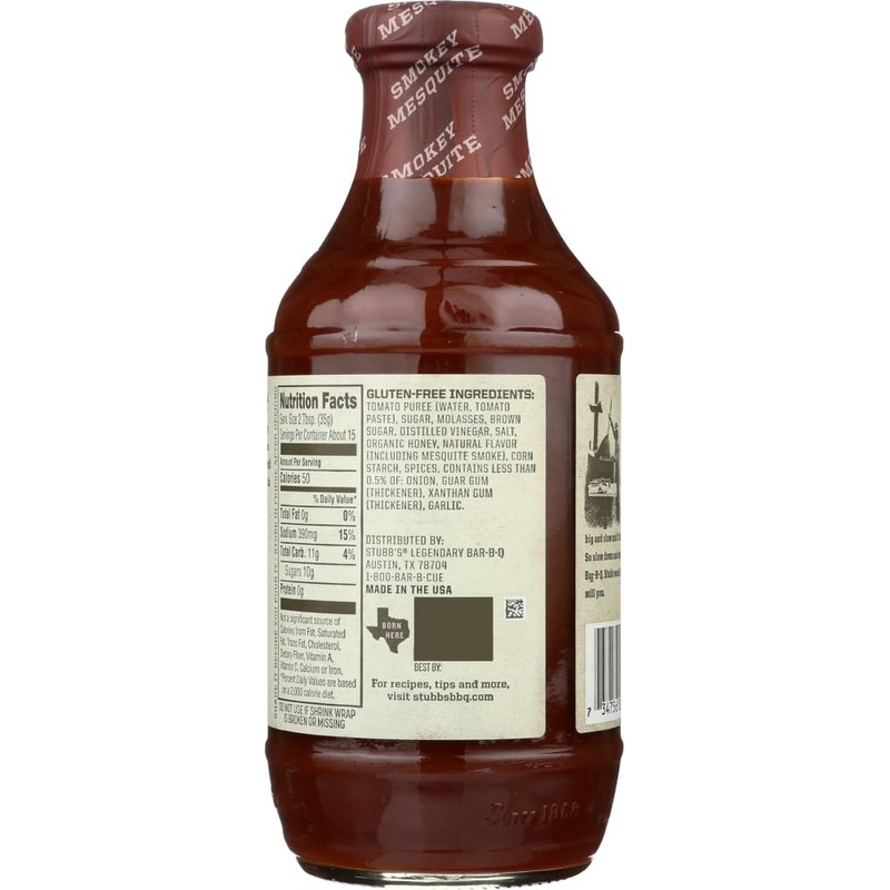Stubb's Smokey Mesquite Bar-B-Q Sauce 18 oz (Pack of 3)