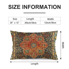 Antique Persian Mohtashem Kashan Rug Print 10 Throw Pillow Covers 12"x20" Soft Velvet Decorative Throw Pillowcases Cushion Cover for Home Decor Living Room Bed Couch Car