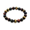 Tiger's Eye Stretch Bracelet (10mm Beads) - Red, Brown &