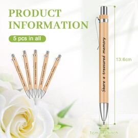 Nezyo 5 Pcs Funeral Pens Share a Treasured Memory Remembrance Retractable Black Ink Kraft Memory Pens for Funeral Condolence Guest Books Writing Office Supplies (Wood)