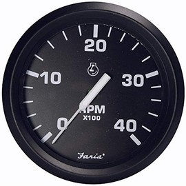 Reel Draggin' Tackle - Faria Euro Black 4" Tachometer - 4,000 RPM (Diesel - Magnetic Pick-Up)