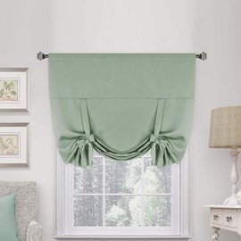 Bedroom Blackout Curtains All Season Thermal Insulated Solid Rod Pocket Drape Energy Saving Privacy Protection Tie Up Shade-(Sage Color) 42" W by 63" L, 1 Panel by H.Versailtex