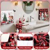 FuWeave 8 Pcs Christmas Shower Curtain Set Xmas Santa Bathroom