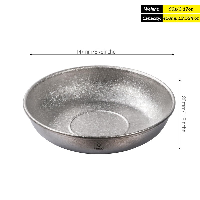 SILVERANT Titanium Camping Plate, Titanium Bowls Ultra Thick & Durable