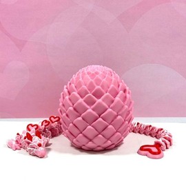 3D Printed Dragon with Dragon Egg, Articulated Pink and Red Heart Dragon, Love Dragon, Fidget ADHD/Autism Toy, Valentine's Day Gift, Executive Desk Toy D091-PE