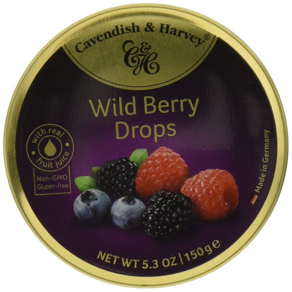 Cavendish & Harvey | Wild Berry Hard Candy Drops | 5.3 Ounce Tin