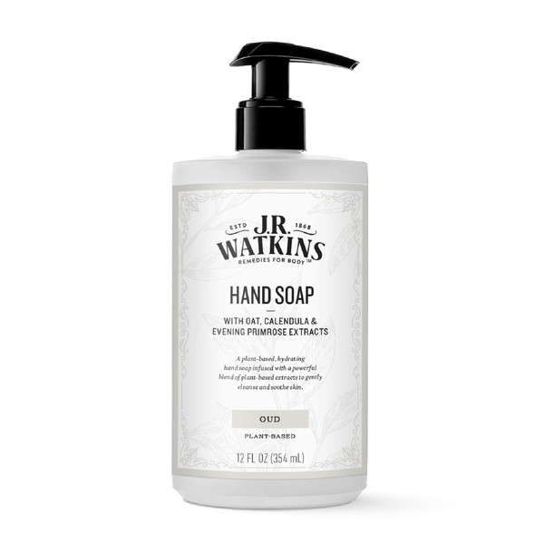 J. R. Watkins Moisturizing Gel Hand Soap, Oud, Plant-Based Ingredients, 12 oz Pump