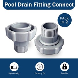 Pool Drain Fitting Connects fits for Coleman Pools, ID1.5-inch Connect To The Bottom Of The Pool and OD1.0-inch Connect To The Garden Pipe (2 Pack)