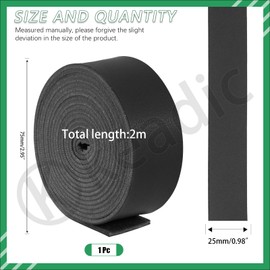 Keadic 1 Inch Wide Faux Flat Leather Strap, 78 Inches Long Tooling Leather Sheets Strips for Stamping Handbag Wallet DIY Leathercraft Projects (Black)