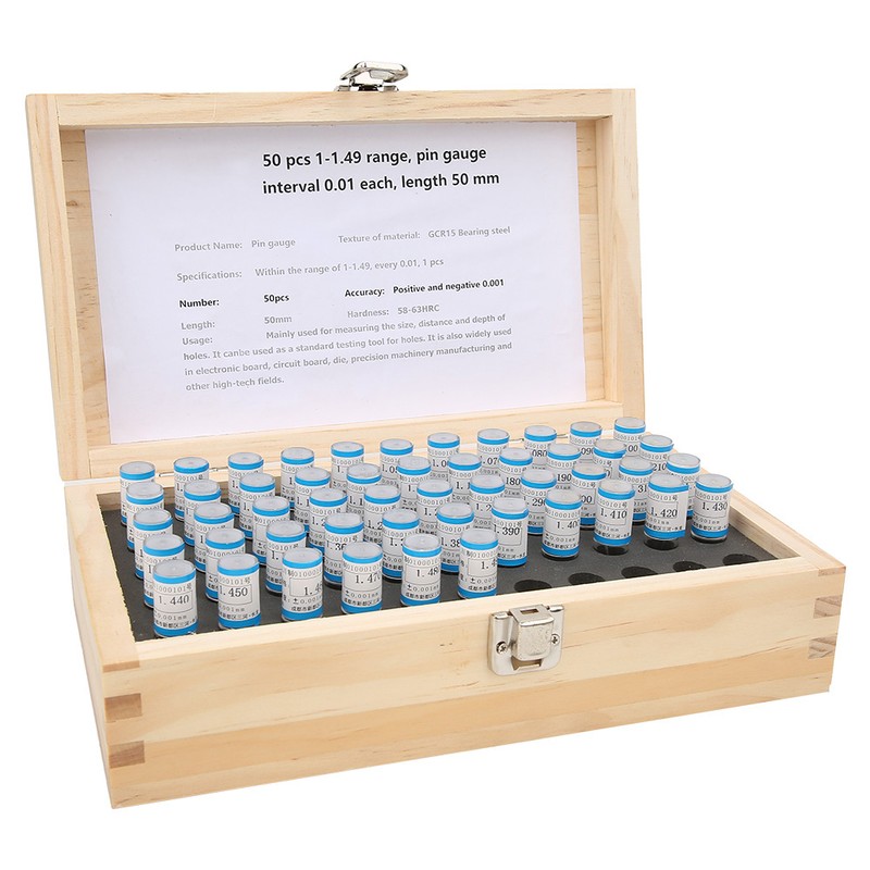 50pcs 1-1.49mm Plug Pin Gage Set 0.001mm Tolerance Bearing Steel