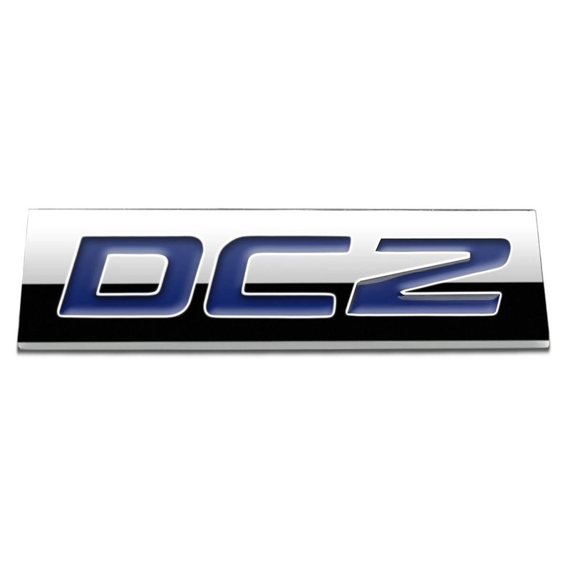 Chrome Finish Metal Emblem DC2 Badge (Blue Letter)