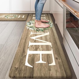 KIMODE - Alfombrillas de cocina acolchadas antifatiga, alfombras de cocina de granja, alfombrillas de cocina para piso de 2 piezas, cómodas alfombrillas acolchadas para fregadero, lavandería, oficina,
