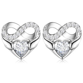 CERSLIMO Ohrstecker Herz 10mm Silber 925 Stecker AAA Zirkonia Infinity Unendlichkeitszeichen Ohrringe für Damen Freundin Mädchen Mama
