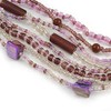 Avalaya Plum/Lavender/Transparent Glass Bead Sea Shell Tassel Necklace with Button