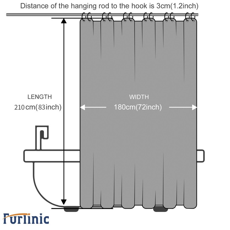 Furlinic Extra Long Shower Curtains for Bathroom Waterproof Mould Resistant