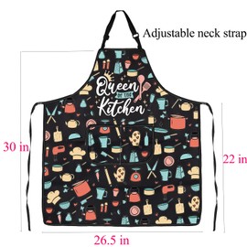 ENSIANTH Queen Of The Kitchen Aprons for Women Funny Kitchen Gifts for Mom Cooking Baking Chef BBQ Grilling Apron with Pockets (241218 Queen Of)