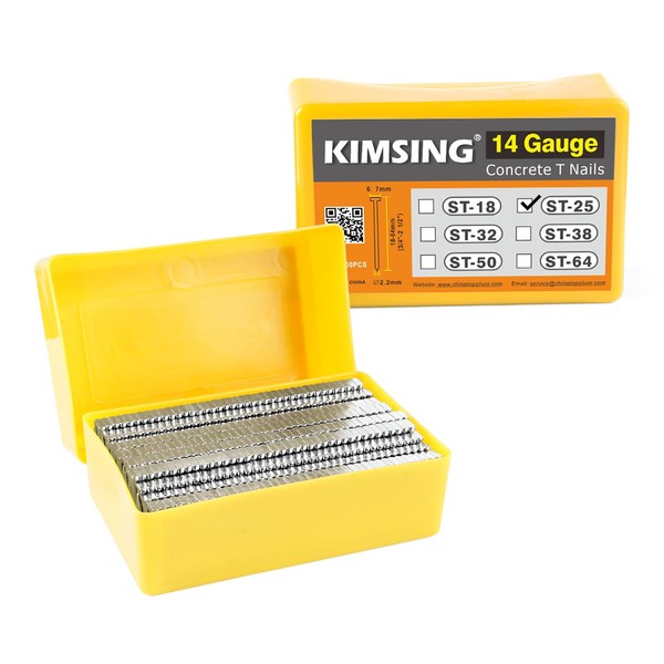 KIMSING ST25 Concrete T-Nails, 14 Gauge 25 mm Length, 800PCS/Box,