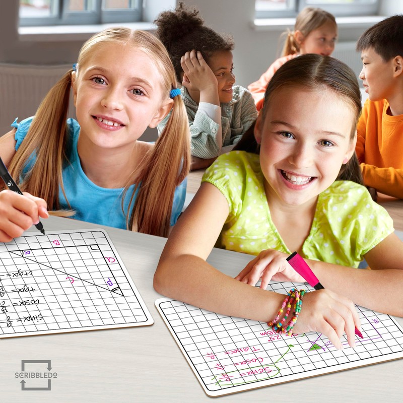 SCRIBBLEDO 11”x14” Large Graph Dry Erase Grid Board Double-Sided White