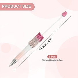 PATIKIL Diamond Beadable Pens, 6 Pcs Gradient Plastic Black Ink Bead Pen Creative DIY Ballpoint Pens for Teacher Office DIY Crafts Party Decorations Handmade Supplies, Red/White/Pink