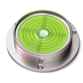 Large Flanged Metal Circular Angle Spirit Bubble Degree Level (Green aqueous) 71mm Diameter with Degree Marking, (2 51/64 in)