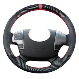 Kivnto DIY Carbon Fiber Steering Wheel Covers for Toyota Tundra 2007 2008 2009 2010 2011 2012 2013 / Land Cruiser 2008-2015 / Sequoia 2008-2013 15 inches Leather Interior Accessories