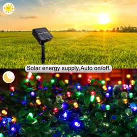 Micacorn Christmas Lights Solar String Light Garden Solar Fairy String Lights 39ft 8 Modes 100 LEDs Waterproof Solar String Lights for Outdoor Wedding Party Christmas Decorations