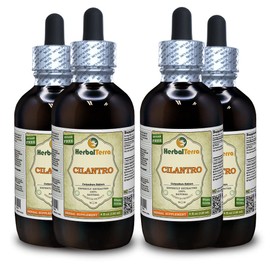 Cilantro (Coriandrum Sativum) Tincture, Organic Dried Leaves Liquid Extract (Brand Name: HerbalTerra, Proudly Made in USA) 4x4 fl.oz (4x120 ml)