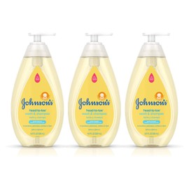Johnson's Head-To-Toe Gentle Baby Body Wash & Shampoo, Tear-Free, Sulfate-Free & Hypoallergenic Bath Wash & Shampoo for Baby's Sensitive Skin & Hair, Washes Away 99.9% Of Germs 16.9 fl. oz (Pack of 3)