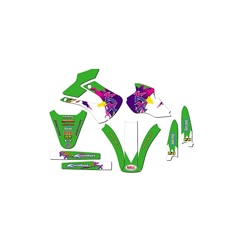1998-2000 KX 100 Throwback Green Senge Graphics Base Kit Compatible
