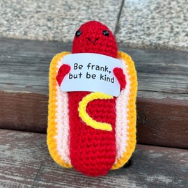 PLWalker Emotional Support Hot Dog Nuggets Pickle, Positive Crochet Plush, Cute Funny Gag Gifts for Women
