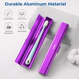 Oralphi Aluminum Toothbrush Travel Case, Portable Travel Toothbrush Holder, Durable Manual Toothbrush Box Container for Traveling, Bathroom, Camping, Business Trip-Purple