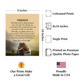 Friends Best Days Of My Life - Modern Inspirational Friendship Wall Art, Landscape Wall Decor Art For Living Room Decor Aesthetic, Teen Room Decor, Dorm, Office Decor & Bedroom Decor, Unframed - 8x10