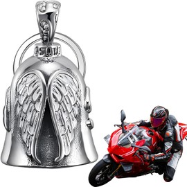 Luylmo Guardian Bell Biker Bell, Motorcycle Bell Lucky Charm, Stainless Steel Motorcycle Bell, Protective Bell Angel Riding Bell, Motorcycle Bell Keyring for Blessing the Peace, Lucky Charm, Angel.