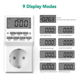 HBN Energy Cost Meter, Power Consumption Meter, Energy Costs, Multifunction Meter, Electricity Meter, Energy Meter up to 3680 W