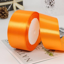 ZHIHUI Satin Ribbon Orange 40 mm, 22 Metres Decoration Gift Ribbon Fine Ribbon Fabric Ribbon for Balloons, Wedding, Christening and Birthday Gifts Valentine's Day Packaging Gifts