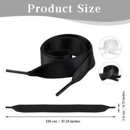 DYMHQ 2 Pairs Satin Ribbon Shoelaces, Flat Satin Ribbon Shoelaces, Soft Silk Shoelaces, Wide Ribbon Shoe Laces Made of Satin Suitable for Sports Shoes, black white
