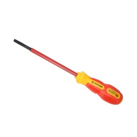 CoCud Slotted Insulated Screwdriver, 6mm Flat Head 6" Round Shaft, 1000v Magnetic CR-V Steel Blade - (Applications: for Automotive Repair/Electricians)