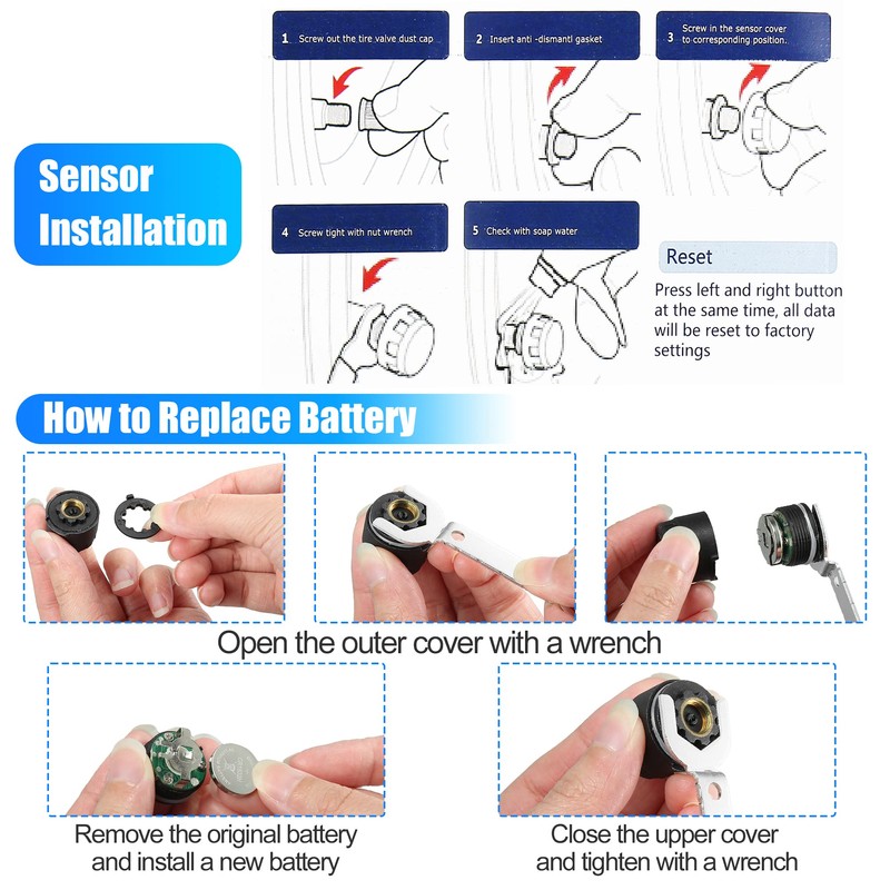 X AUTOHAUX RV Tire Pressure Monitoring System TPMS Wireless Solar