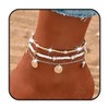 Obmyec Beaded Ankle Bracelet Set for Women Gold Boho Sequin