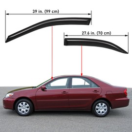 Lightronic WV94236 Outside-Mount Side Window Deflectors & Visors Vent Rain Guards, Dark Smoke, 4-Pieces Set, Fits 2002-2006 Toyota Camry