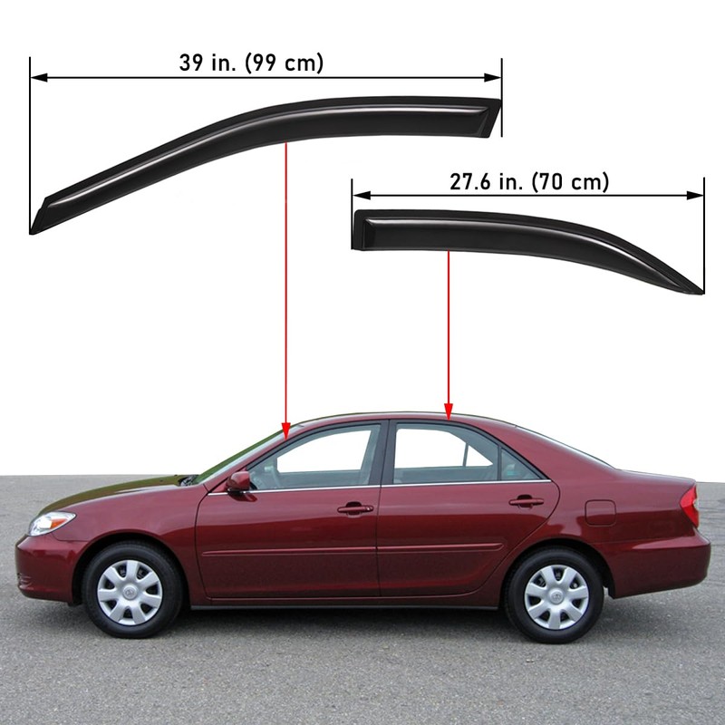 Lightronic WV94236 Outside-Mount Side Window Deflectors & Visors Vent Rain